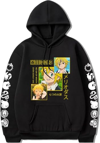 AIYINIY The Seven Deadly Sins Hoodie Anime Printed Pullover Meliodas Cosplay Herren Kapuzenpullover Casual (Typ 1, L) von AIYINIY