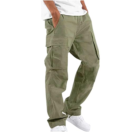 AIYINIY Wilde Cargohose für Herren, lockere Passform, legere Passform, Cargohose, gerade Passform, Stretch, Sweathose, schmale Passform, Vintage-Komforthose, Fitnessstudio, Workout, Track (Grün, S) von AIYINIY