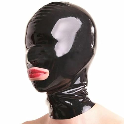 AIYOUBRS Erwachsene Latexmaske Schwarz Gummi Maske für Party Club Kostüm Cosplay Maske(Size:L-68CM) von AIYOUBRS