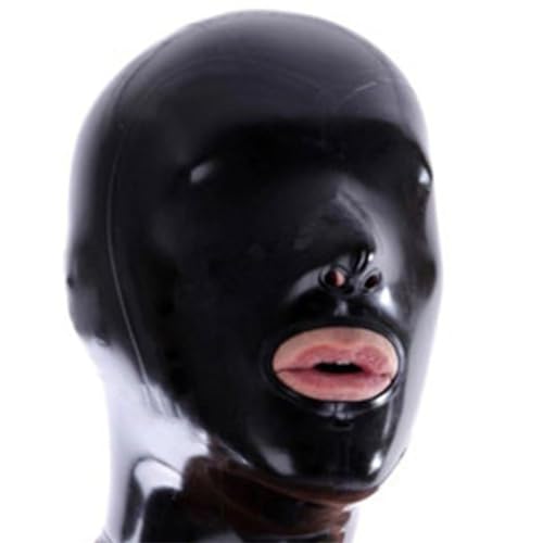 AIYOUBRS Latexmaske Gummi Augen und Mund aussetzen mit Reißverschluss für Paar Männer Frauen(Size:L-68CM) von AIYOUBRS