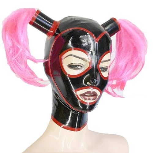 AIYOUBRS Latexmaske Gummi Maske mit Perücke Vollgesichtsabdeckung mit Reißverschluss Unisex Handgemachtes Cosplay(Size:M-65CM) von AIYOUBRS