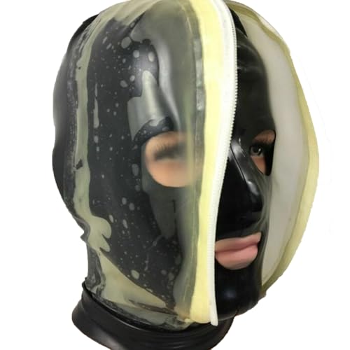 AIYOUBRS Latexmaske Kapuzenmaske doppellagig vollständige Abdeckung Gummimaske Reißverschluss auf der Rückseite(Size:XS-60CM) von AIYOUBRS