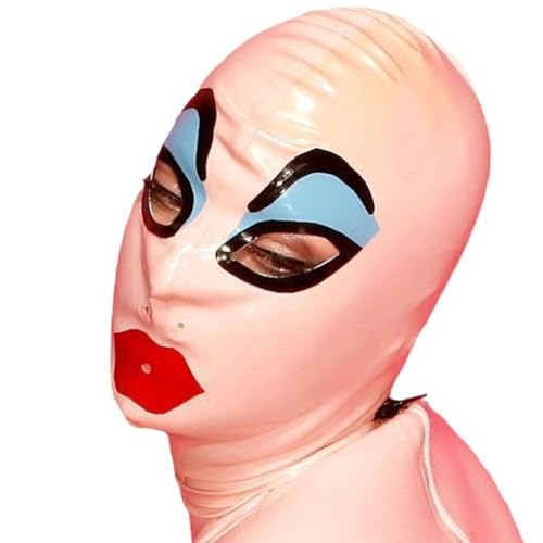 AIYOUBRS Rosa Gummimaske Latexmaske SM Maske mit Nasenlochöffnung zum Atmen für Cosplay Club Kostüme Kopfmaske (Size:M-65CM) von AIYOUBRS