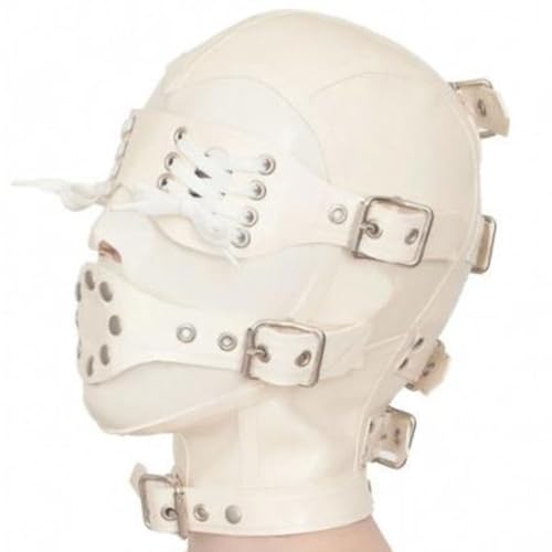 AIYOUBRS Weiße Latexhaube Maske Gummi Partyhaube mit abnehmbaren Augen und Mundmasken Cosplay(Size:XS-60CM) von AIYOUBRS