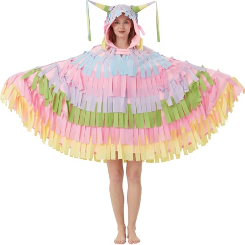 AIYOUYIYA Gemütliches Piñata-Kostüm – mehrfarbiger Piñata-Kapuzenumhang für Halloween, Fiesta und Party-Verkleidungen für Damen und Herren AIYOUYIYA Gemütliches Piñata-Kostüm – mehrfarbiger Piñata-Kapuzenumhang für Halloween, Fiesta und Party-Verkleidungen für Damen und Herren von AIYOUYIYA