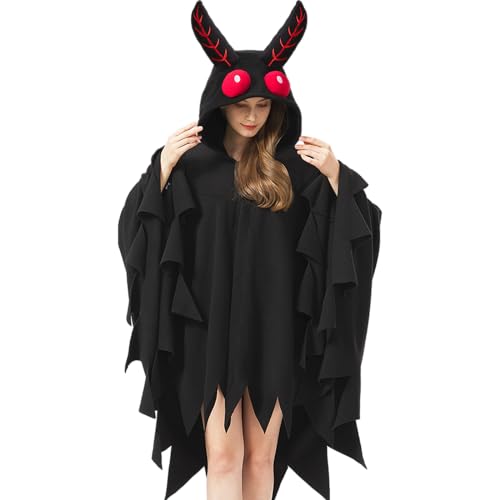 AIYOUYIYA Unisex Mottenmann Kostüm Halloween Mottenmann Cosplay Kapuzenumhang Umhang Halloween Weihnachten Kostüm für Damen Herren, Schwarz, Einheitsgröße AIYOUYIYA Unisex Mottenmann Kostüm Halloween Mottenmann Cosplay Kapuzenumhang Umhang Halloween Weihnachten Kostüm für Damen Herren, Schwarz, Einheitsgröße von AIYOUYIYA