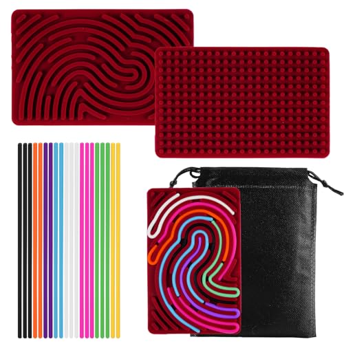 AIZHAZHA Sensorik Spielzeug Activity Board, Silikon Fidget Toys für Autismus ADHS Stress Anxiety, Sensory Toys, Reise Activity Spiel für Kinder ab 3 Jahr & Erwachsene, mit Reisetasche & 20 Schnüren AIZHAZHA Sensorik Spielzeug Activity Board, Silikon Fidget Toys für Autismus ADHS Stress Anxiety, Sensory Toys, Reise Activity Spiel für Kinder ab 3 Jahr & Erwachsene, mit Reisetasche & 20 Schnüren von AIZHAZHA