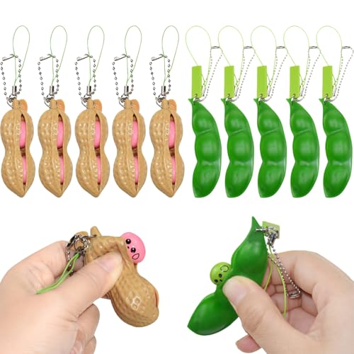 Fidget Toy Bohnen, 10 Stück Anti Stress Spielzeug Bohne Erdnuss, Squeeze Bean Schlüsselanhänger, Squishy Anhänger Erdnuss Erbsen, für Stressabbau, Klassenzimmer Prämien, Party Favor Quetsch Spielzeug Fidget Toy Bohnen, 10 Stück Anti Stress Spielzeug Bohne Erdnuss, Squeeze Bean Schlüsselanhänger, Squishy Anhänger Erdnuss Erbsen, für Stressabbau, Klassenzimmer Prämien, Party Favor Quetsch Spielzeug von AIZHAZHA