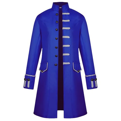 AJGEGJE Herren Steampunk Mantel, Gothic Retro Mantel Viktorianischen Mittelalter Frack, Karneval Party Cosplay Herren Kostüme für Erwachsene (Blau, XL) von AJGEGJE