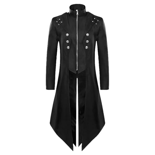 AJGEGJE Herren Steampunk Vintage Tailcoat, Gothic Frack Mantel, Mittelalter Viktorianischen Kostüm Für Halloween Cosplay Karneval Fasching (M) von AJGEGJE