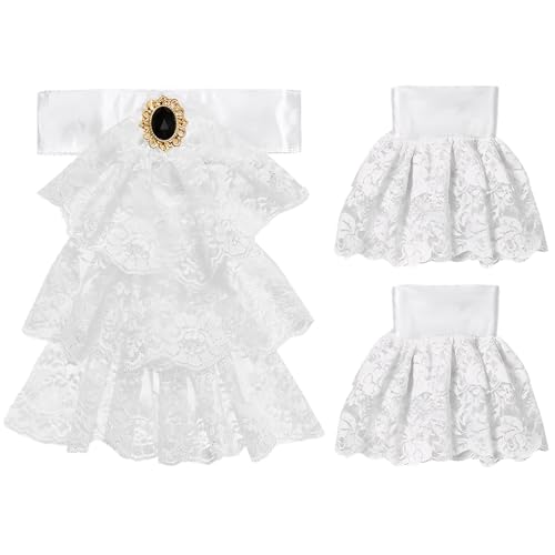 AJGEGJE Viktorianisches Halskrause Spitzen Jabot mit 2 Manschetten, Steampunk Gothic Bekleidungszubehör für Karneval Halloween Cosplay Partys AJGEGJE Viktorianisches Halskrause Spitzen Jabot mit 2 Manschetten, Steampunk Gothic Bekleidungszubehör für Karneval Halloween Cosplay Partys von AJGEGJE