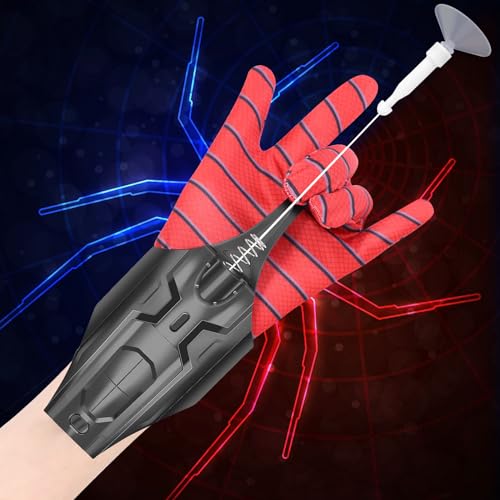 AJJKKA Spider Web Shooter Toy 2.0 Upgrade,Spider Silk Launcher Wrist Toy, Realistic Web Launcher String, Cool Gadgets String Gloves Shooters Toy for Superhero Role-Play (Black) von AJJKKA