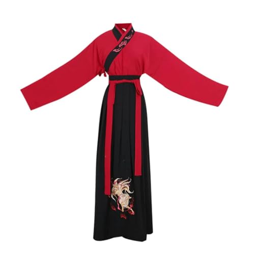 AJOHBM Antikes chinesisches Hanfu-Kostüm für Herren, Halloween, Cosplay, Partykleid, Hanfu, schwarz-rot, Outfit für Herren, Übergröße, 4XL von AJOHBM