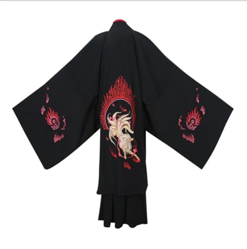 AJOHBM Antikes chinesisches Hanfu-Kostüm für Herren, Halloween, Cosplay, Partykleid, Hanfu, schwarz-rot, Outfit für Herren, Übergröße, 4XL von AJOHBM