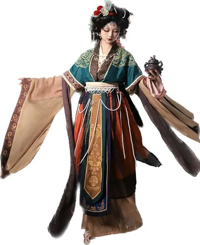 AJOHBM Chinesisches traditionelles chinesisches Halloween-Kostüm, Vintage-Stickerei, 6-teiliges Set, Geburtstagsparty-Kleid, Größe XL von AJOHBM