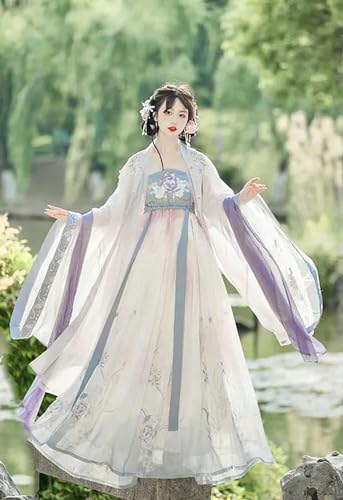 AJOHBM Hanfu Kleid für Damen, alte chinesische traditionelle Stickerei, weibliche Fee, Cosplay, Kostüm, Outfit, Sommer, lila, Hanfu-Kleid von AJOHBM