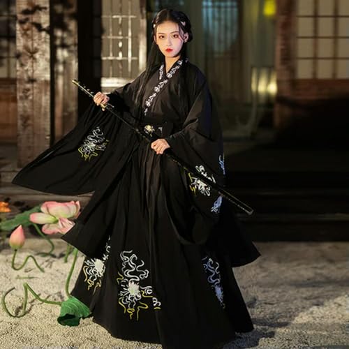 AJOHBM Hanfu Kostüm Rot Schwarz Han-Dynastie Cosplay Kostüm Bühne Nationaltanz Kleidung Mann Orientalische Schwertkämpfer Kleidung von AJOHBM