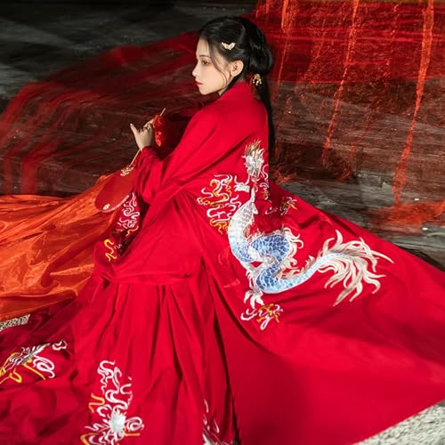 AJOHBM Hanfu Kostüm Rot Schwarz Han-Dynastie Cosplay Kostüm Bühne Nationaltanz Kleidung Mann Orientalische Schwertkämpfer Kleidung von AJOHBM