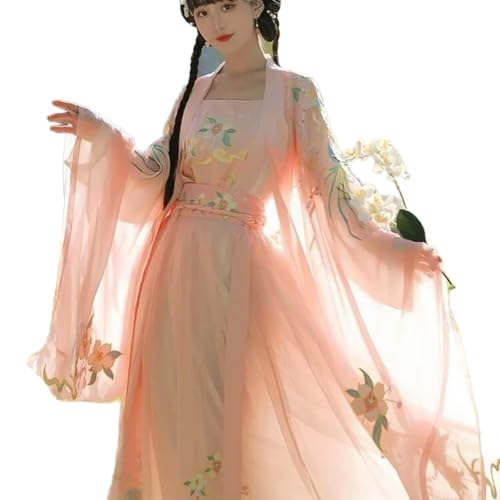 AJOHBM Kleid für Damen, alte chinesische traditionelle Stickerei, Hanfu, weibliche Fee, Cosplay, Kostüm, Outfit, Sommer, Hanfu-Kleid für Damen von AJOHBM