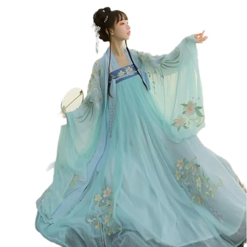 AJOHBM Kleid für Damen, alte chinesische traditionelle Stickerei, Hanfu, weibliche Fee, Cosplay, Kostüm, Outfit, Sommer, Hanfu-Kleid für Damen von AJOHBM