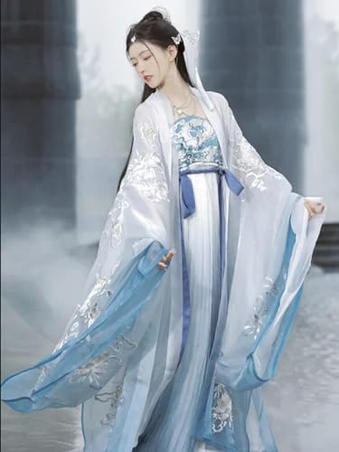 AJOHBM Kleid für Damen, chinesische traditionelle Stickerei, Hanfu, Halloween, Karneval, Feenkostüm, Party-Outfit, Hanfu-Kleid von AJOHBM