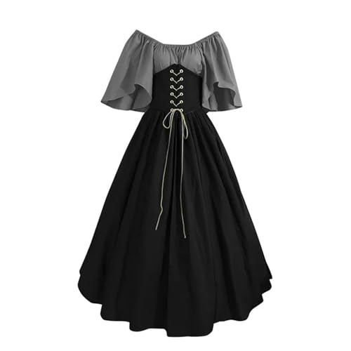 AJOHBM Kostüm Damen Weihnachtskleid Vintage Schnürschuh Vintage Karneval Party Lange Robe Cosplay Fancy Kleidung von AJOHBM