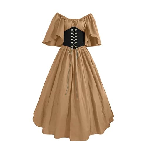 AJOHBM Kostüm Damen Weihnachtskleid Vintage Schnürschuh Vintage Karneval Party Lange Robe Cosplay Fancy Kleidung von AJOHBM