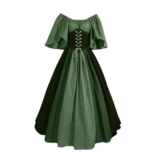 AJOHBM Kostüm Damen Weihnachtskleid Vintage Schnürschuh Vintage Karneval Party Lange Robe Cosplay Fancy Kleidung von AJOHBM