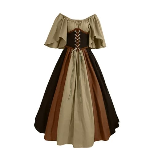 AJOHBM Kostüm Damen Weihnachtskleid Vintage Schnürschuh Vintage Karneval Party Lange Robe Cosplay Fancy Kleidung von AJOHBM