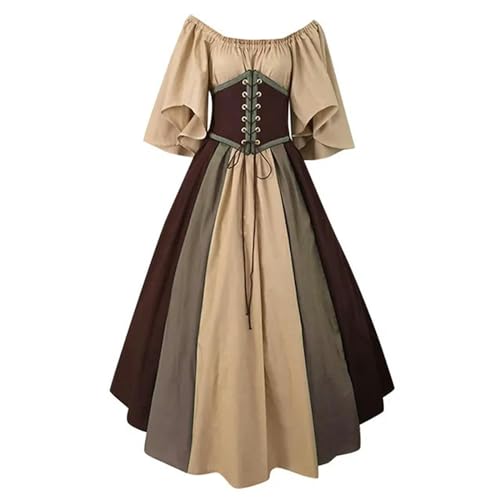 AJOHBM Kostüm Damen Weihnachtskleid Vintage Schnürschuh Vintage Karneval Party Lange Robe Cosplay Fancy Kleidung von AJOHBM