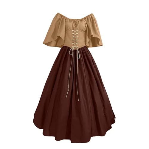 AJOHBM Kostüm Damen Weihnachtskleid Vintage Schnürschuh Vintage Karneval Party Lange Robe Cosplay Fancy Kleidung von AJOHBM