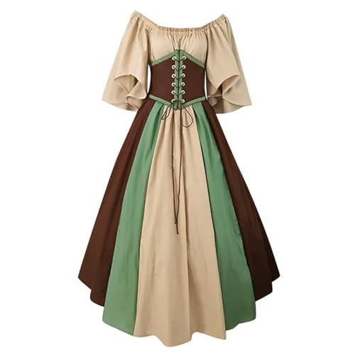 AJOHBM Kostüm Damen Weihnachtskleid Vintage Schnürschuh Vintage Karneval Party Lange Robe Cosplay Fancy Kleidung von AJOHBM