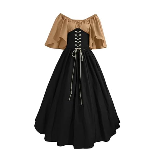 AJOHBM Kostüm Damen Weihnachtskleid Vintage Schnürschuh Vintage Karneval Party Lange Robe Cosplay Fancy Kleidung von AJOHBM