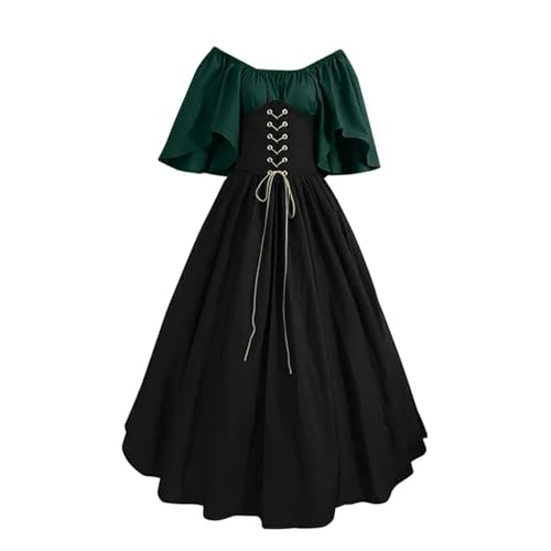 AJOHBM Kostüm Damen Weihnachtskleid Vintage Schnürschuh Vintage Karneval Party Lange Robe Cosplay Fancy Kleidung von AJOHBM