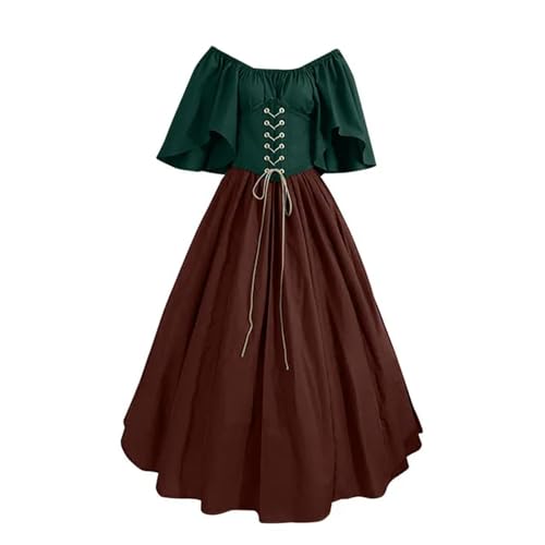 AJOHBM Kostüm Damen Weihnachtskleid Vintage Schnürschuh Vintage Karneval Party Lange Robe Cosplay Fancy Kleidung von AJOHBM