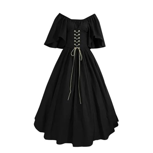 AJOHBM Kostüm Damen Weihnachtskleid Vintage Schnürschuh Vintage Karneval Party Lange Robe Cosplay Fancy Kleidung von AJOHBM