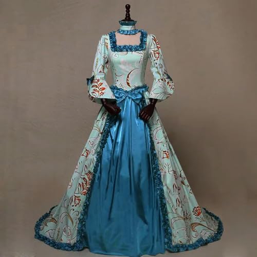 AJOHBM Mittelalterliches Renaissance-Prinzessinnen-Kostüm, Robe, Kleid, Palast, bodenlanges Kleid, Halloween-Kleid von AJOHBM