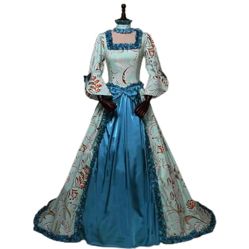 AJOHBM Mittelalterliches Renaissance-Prinzessinnen-Kostüm, Robe, Kleid, Palast, bodenlanges Kleid, Halloween-Kleid von AJOHBM