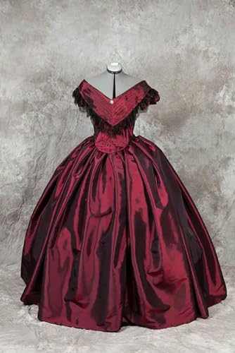 AJOHBM Schulterfreies Krinolin-Kostüm im Stil der 1860er Jahre, Südstaaten-Belle, Ballkleid, Hochzeitskleid, Robe, zweites Empire-Kleid von AJOHBM