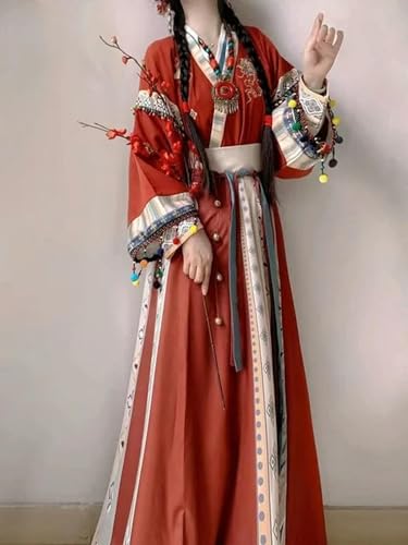Han Chinesische Kleidung, 3-teiliges Set, chinesischer Stil, traditionelles Kleid, weibliche Fee, Cosplay, Kostüm, rotes Hanfu für Damen, Röcke von AJOHBM