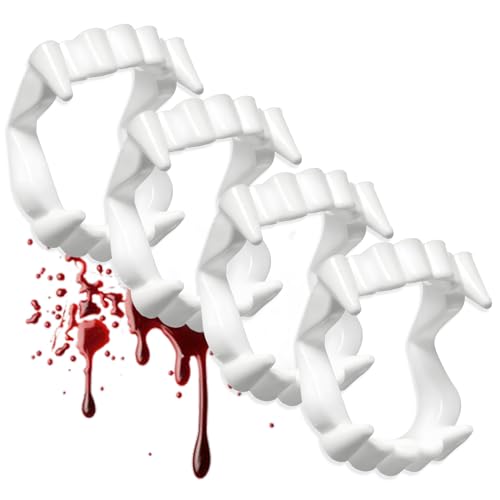 4 Stück Vampir Zähne,Vampirzähne Kinder,Halloween Kostüm Vampire Dracula,für Gebiss Erwachsene Teeth,Der Draculaura Fangs Jungen,Vampirgebiss von AJUNLKVDR