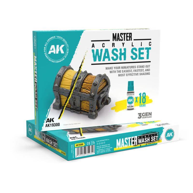 Master Acrylic Wash Full Set - 18 Colors von AK Interactive