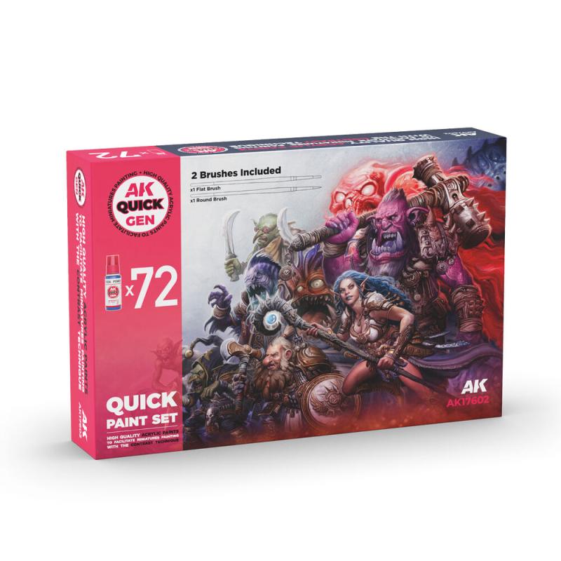 QUICK PAINT SET - 72 QUICK GEN COLORS (+2 MEDIUM 18ML +2 FREE BRUSHES) von AK Interactive