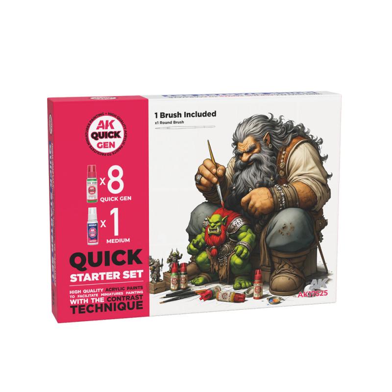 QUICK STARTER SET (8 QUICK GEN + 1 MEDIUM + 1 FREE BRUSH) von AK Interactive