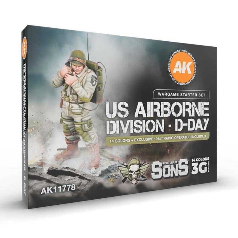 US AIRBORNE DIVISION D-DAY. Wargame Starter SET.          14 COLORS & 1 FIGURE (EXCLUSIVE 101ST RADIO OPERATOR) von AK Interactive