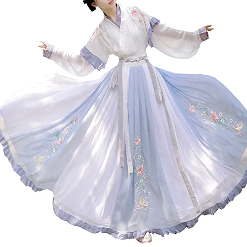 AKAYI Hanfu Kleid Performances Cosplay Dress, chinesische Altes traditionelle Hanfu Kleidung Halloween Cosplay Kostüme für Frauen (M/White) von AKAYI