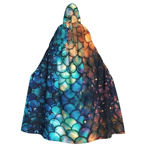 AKDODK Bademantel mit Fischschuppen-Druck, für Halloween, Cosplay, für Erwachsene, Herren, Damen, dunkler Party-Umhang AKDODK Bademantel mit Fischschuppen-Druck, für Halloween, Cosplay, für Erwachsene, Herren, Damen, dunkler Party-Umhang von AKDODK