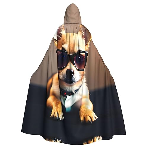 AKDODK Chihuahua-Hunde-Brille, 1 Aufdruck, Kapuzenmantel, Umhang, Halloween, Cosplay, Kostüme für Erwachsene, Herren, Damen, dunkler Party-Umhang AKDODK Chihuahua-Hunde-Brille, 1 Aufdruck, Kapuzenmantel, Umhang, Halloween, Cosplay, Kostüme für Erwachsene, Herren, Damen, dunkler Party-Umhang von AKDODK