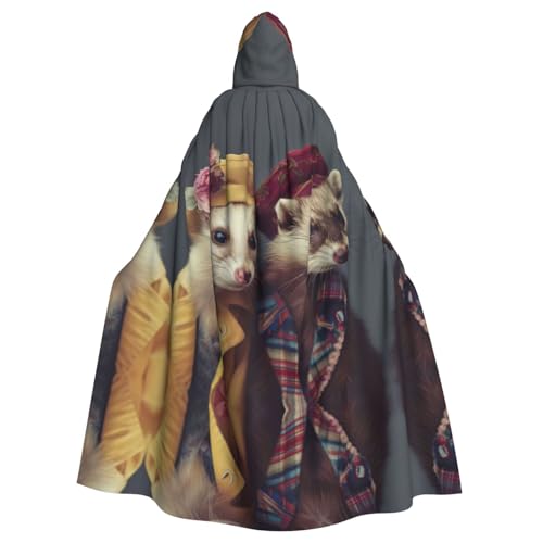 AKDODK Französisches Modell, Frettchen-Druck, Kapuzenmantel, Umhang, Halloween, Cosplay, Kostüme, für Erwachsene, Herren, Damen, dunkler Party-Umhang AKDODK Französisches Modell, Frettchen-Druck, Kapuzenmantel, Umhang, Halloween, Cosplay, Kostüme, für Erwachsene, Herren, Damen, dunkler Party-Umhang von AKDODK