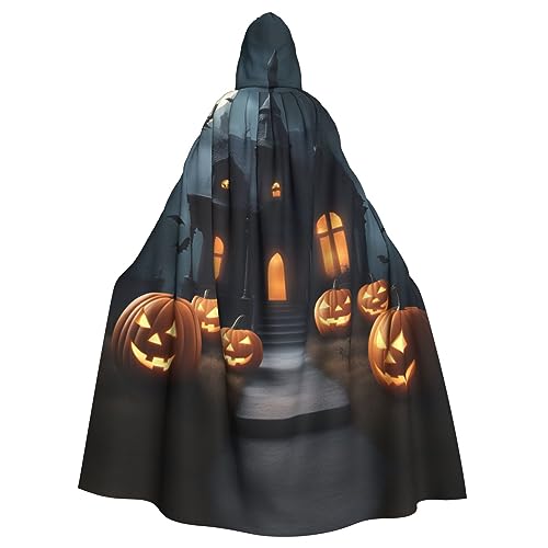 AKDODK Happy-Halloween-Day-Trick-or-Treat-Aufdruck, Kapuzenmantel, Umhang, Halloween, Cosplay, Kostüme, für Erwachsene, Herren, Damen, dunkler Party-Umhang AKDODK Happy-Halloween-Day-Trick-or-Treat-Aufdruck, Kapuzenmantel, Umhang, Halloween, Cosplay, Kostüme, für Erwachsene, Herren, Damen, dunkler Party-Umhang von AKDODK